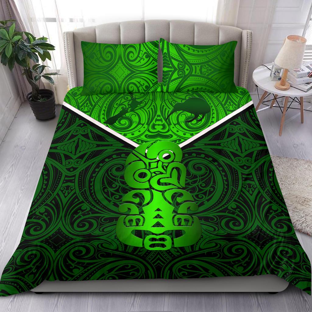 New Zealand Maori Rugby Bedding Set Pride Version - Green - Vibe Hoodie Shop