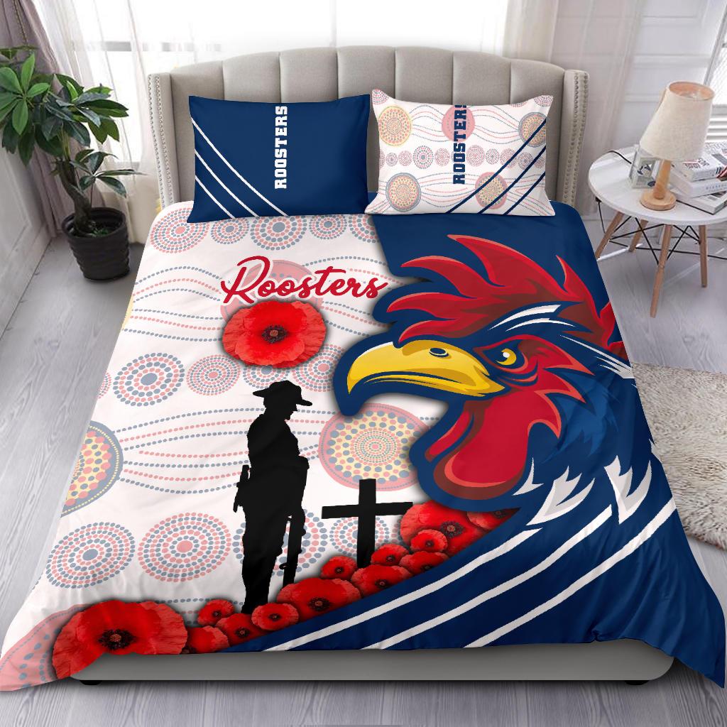 Australia Roosters Bedding Set ANZAC Day - Three Tiles Style - Vibe Hoodie Shop