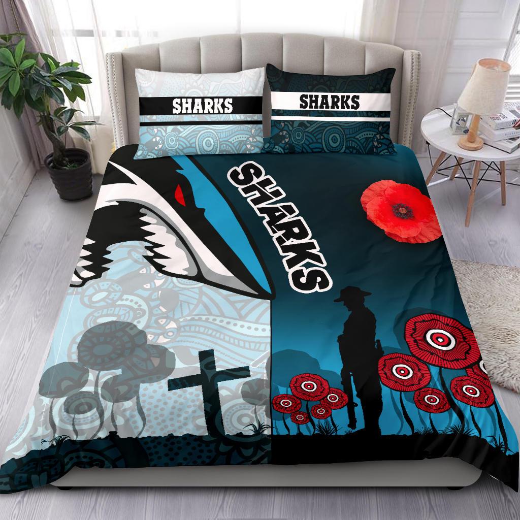 Sharks Bedding Set Cronulla ANZAC Day - Vibe Hoodie Shop