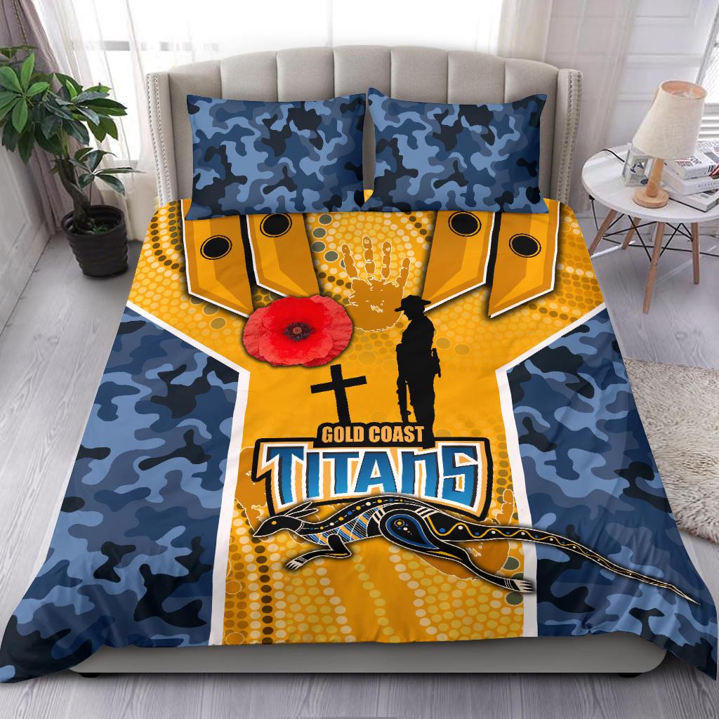 Titans Bedding Set Gold Coast ANZAC Day Armor Version - Vibe Hoodie Shop