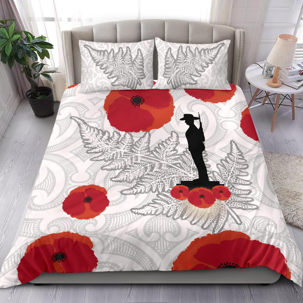 ANZAC Maori Bedding Set Silver Fern Lest For Get - Vibe Hoodie Shop