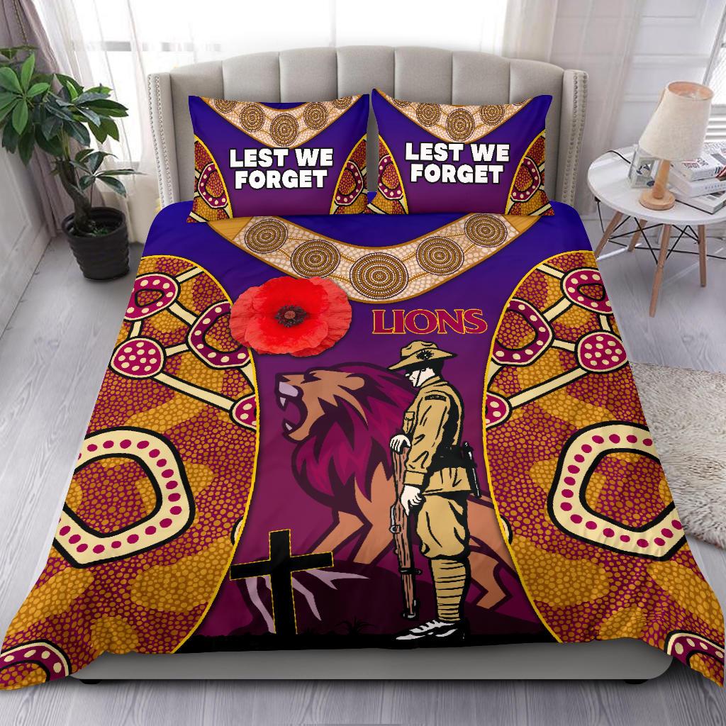 Brisbane Bedding Set Lions ANZAC Day Gradients Style - Vibe Hoodie Shop