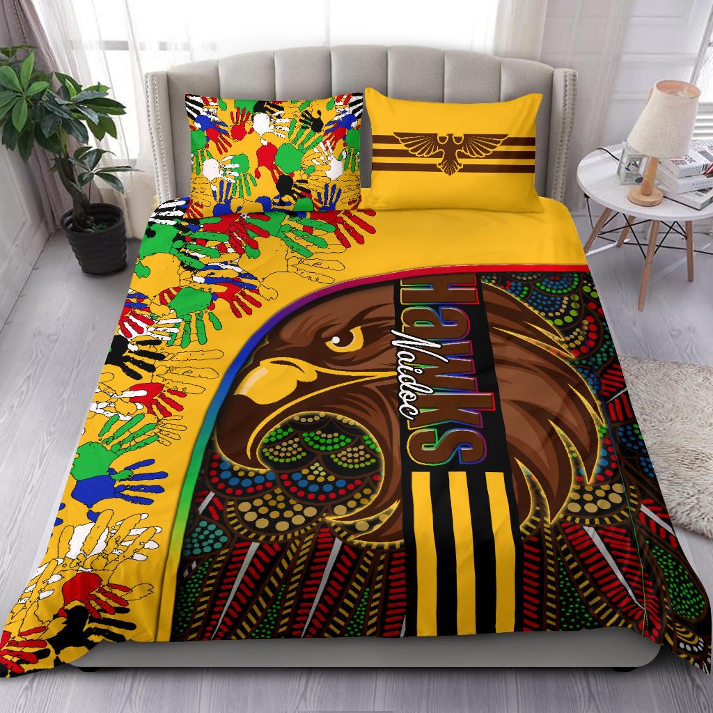 Pride Hawks Bedding Set Hawthorn NAIDOC Week Aboriginal Version Special - Vibe Hoodie Shop