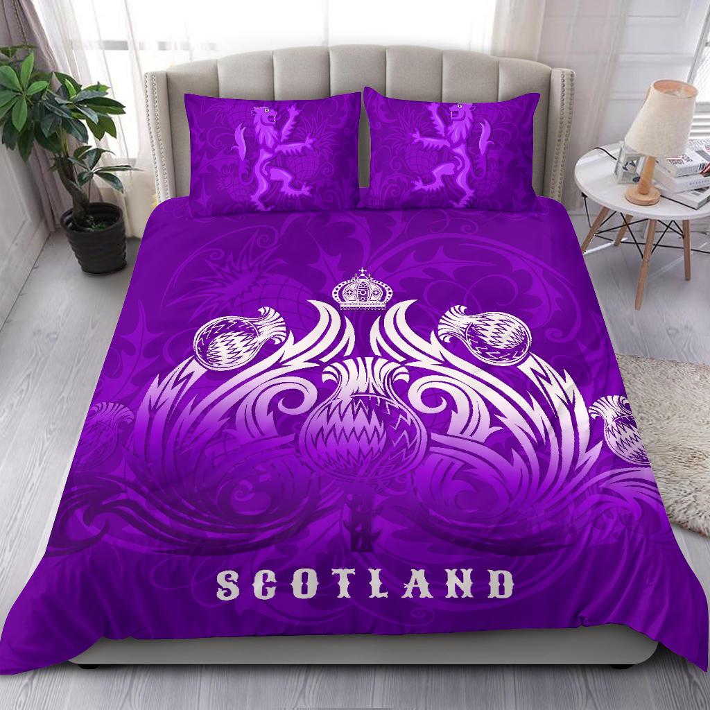 Scotland Rugby Bedding Set Lion Thistle Simple Version Purple - Vibe Hoodie Shop