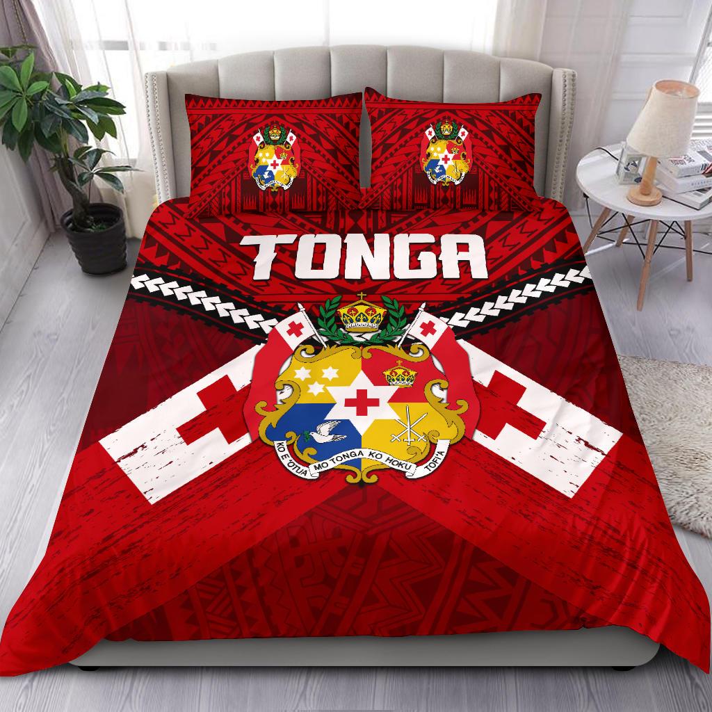 Tonga Rugby Bedding Set Polynesian Tattoo Seashore - Vibe Hoodie Shop