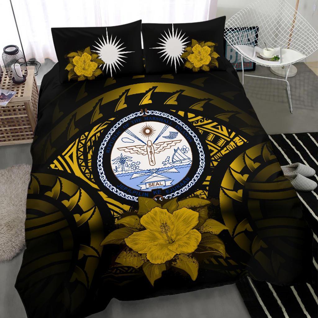 Marshall Islands Yellow Hibiscus Bedding Set - Vibe Hoodie Shop