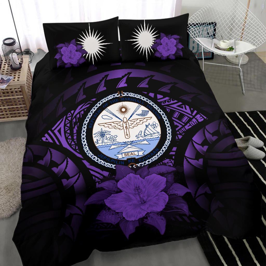 Marshall Islands Purple Hibiscus Bedding Set - Vibe Hoodie Shop