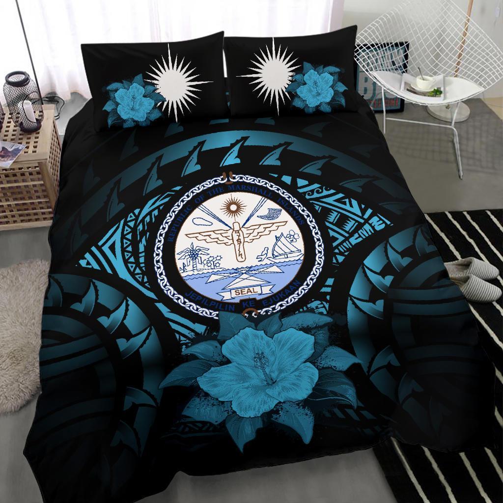 Marshall Islands Blue Hibiscus Bedding Set - Vibe Hoodie Shop