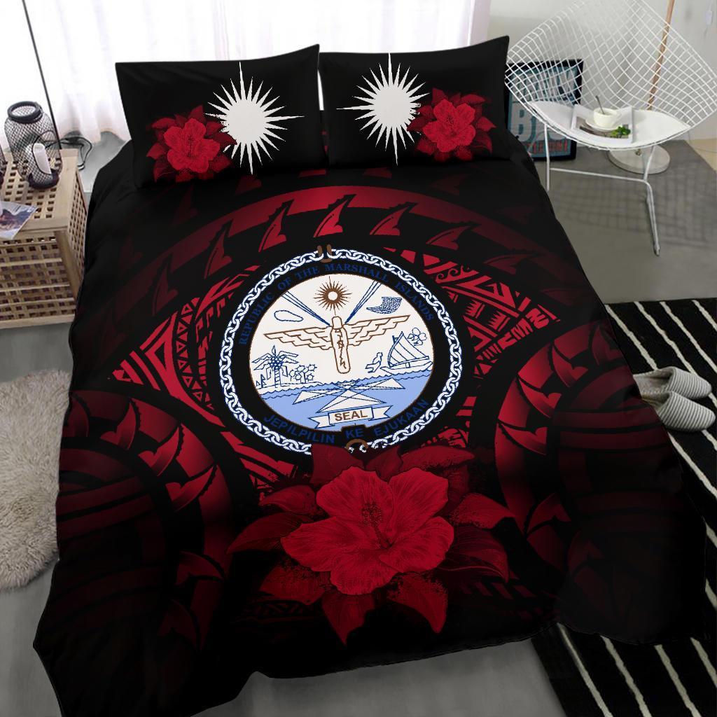 Marshall Islands Red Hibiscus Bedding Set - Vibe Hoodie Shop