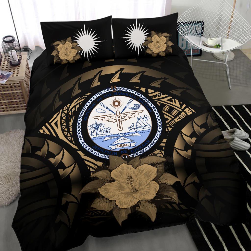 Marshall Islands Brown Hibiscus Bedding Set - Vibe Hoodie Shop