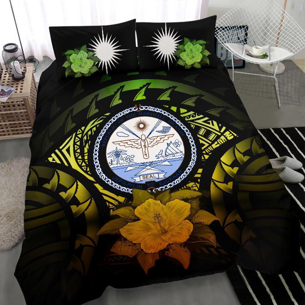 Marshall Islands Reggae Hibiscus Bedding Set - Vibe Hoodie Shop