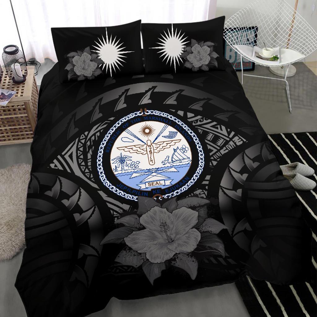 Marshall Islands Gray Hibiscus Bedding Set - Vibe Hoodie Shop