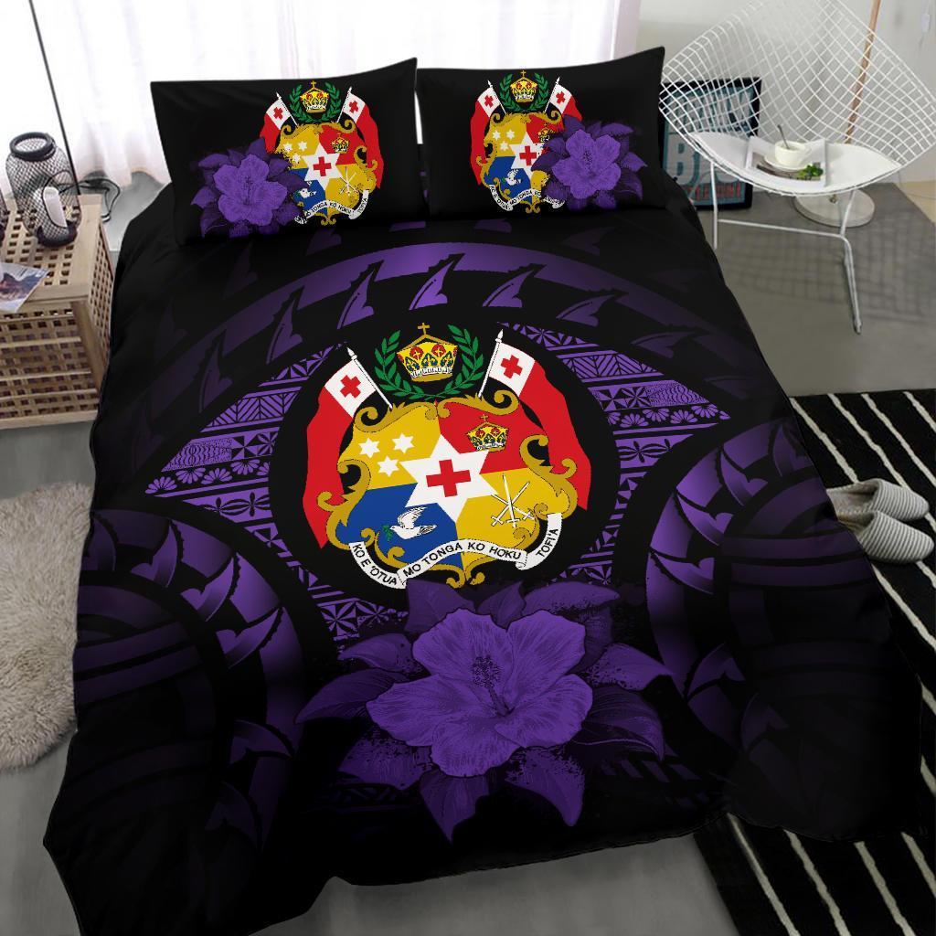 Tonga Purple Hibiscus Bedding Set - Vibe Hoodie Shop