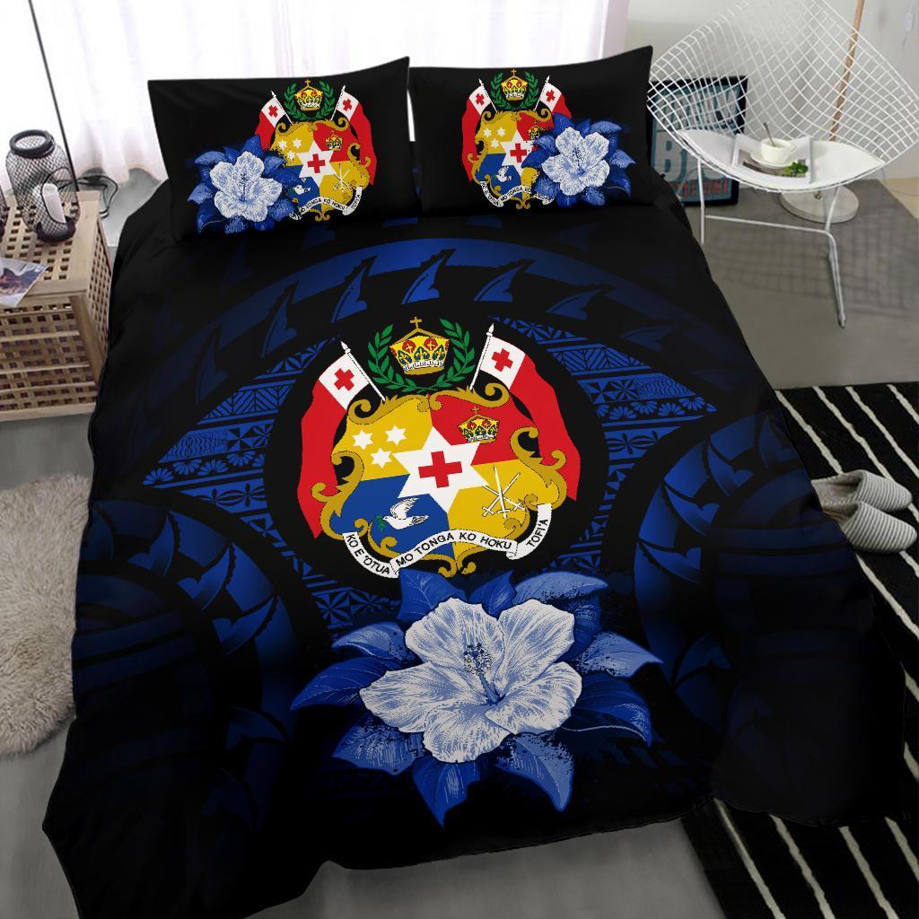 Tonga Dark Blue Hibiscus Bedding Set - Vibe Hoodie Shop