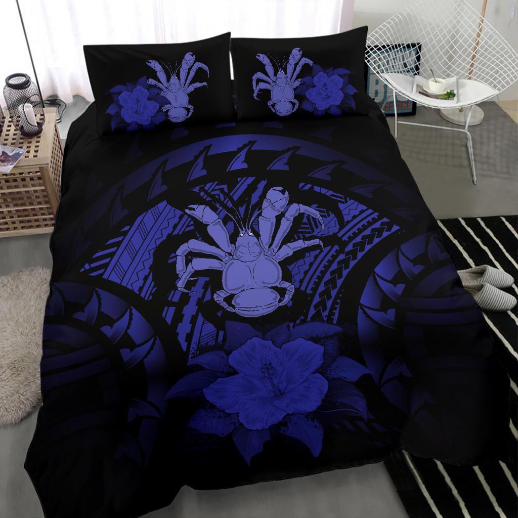 Niue Dark Blue Hibiscus Bedding Set - Vibe Hoodie Shop