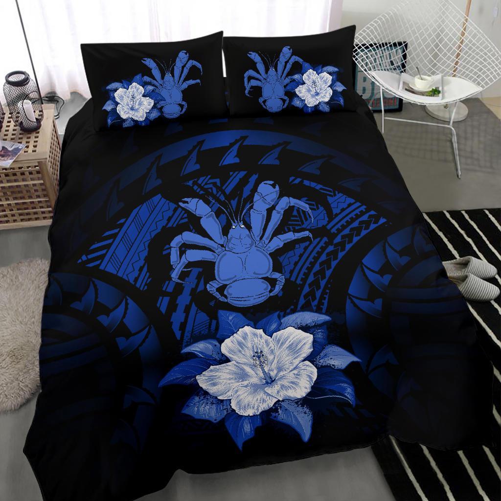 Niue Dark Blue Hibiscus Bedding Set - Vibe Hoodie Shop