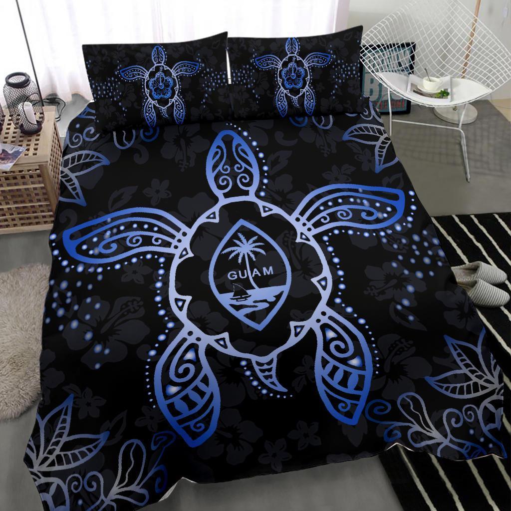 Guam Bedding Set - Turtle Hibiscus Blue - Vibe Hoodie Shop