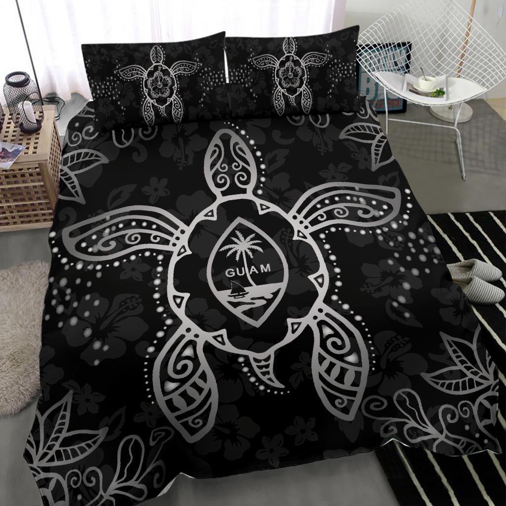 Guam Bedding Set - Turtle Hibiscus Gray - Vibe Hoodie Shop