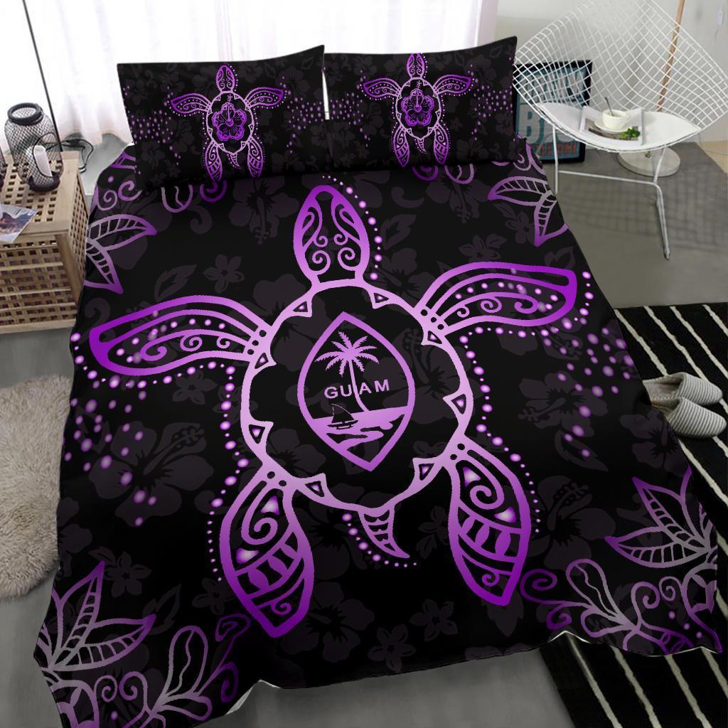 Guam Bedding Set - Turtle Hibiscus Violet - Vibe Hoodie Shop