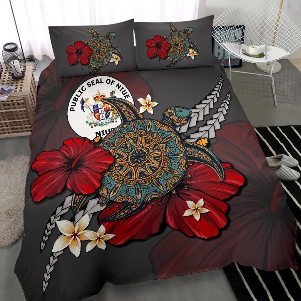 Niue Bedding Set - Gray Turtle Tribal - Vibe Hoodie Shop