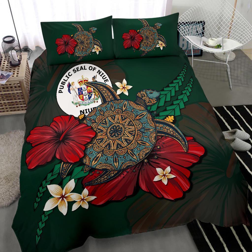 Niue Bedding Set - Green Turtle Tribal - Vibe Hoodie Shop