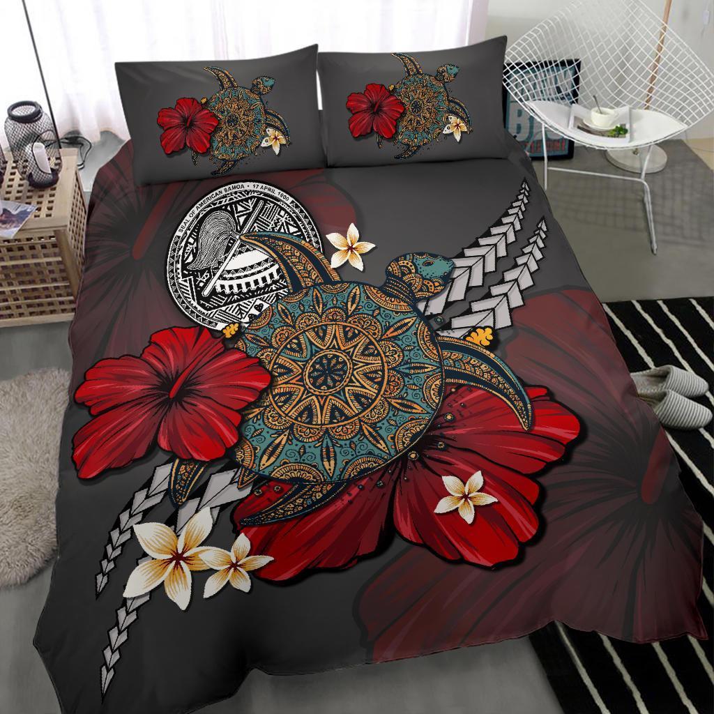 American Samoa Bedding Set - Gray Turtle Tribal - Vibe Hoodie Shop