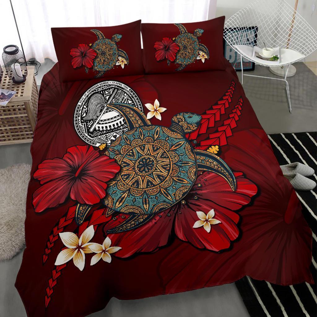 American Samoa Bedding Set - Red Turtle Tribal - Vibe Hoodie Shop