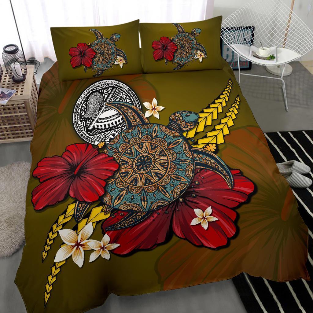 American Samoa Bedding Set - Yellow Turtle Tribal - Vibe Hoodie Shop