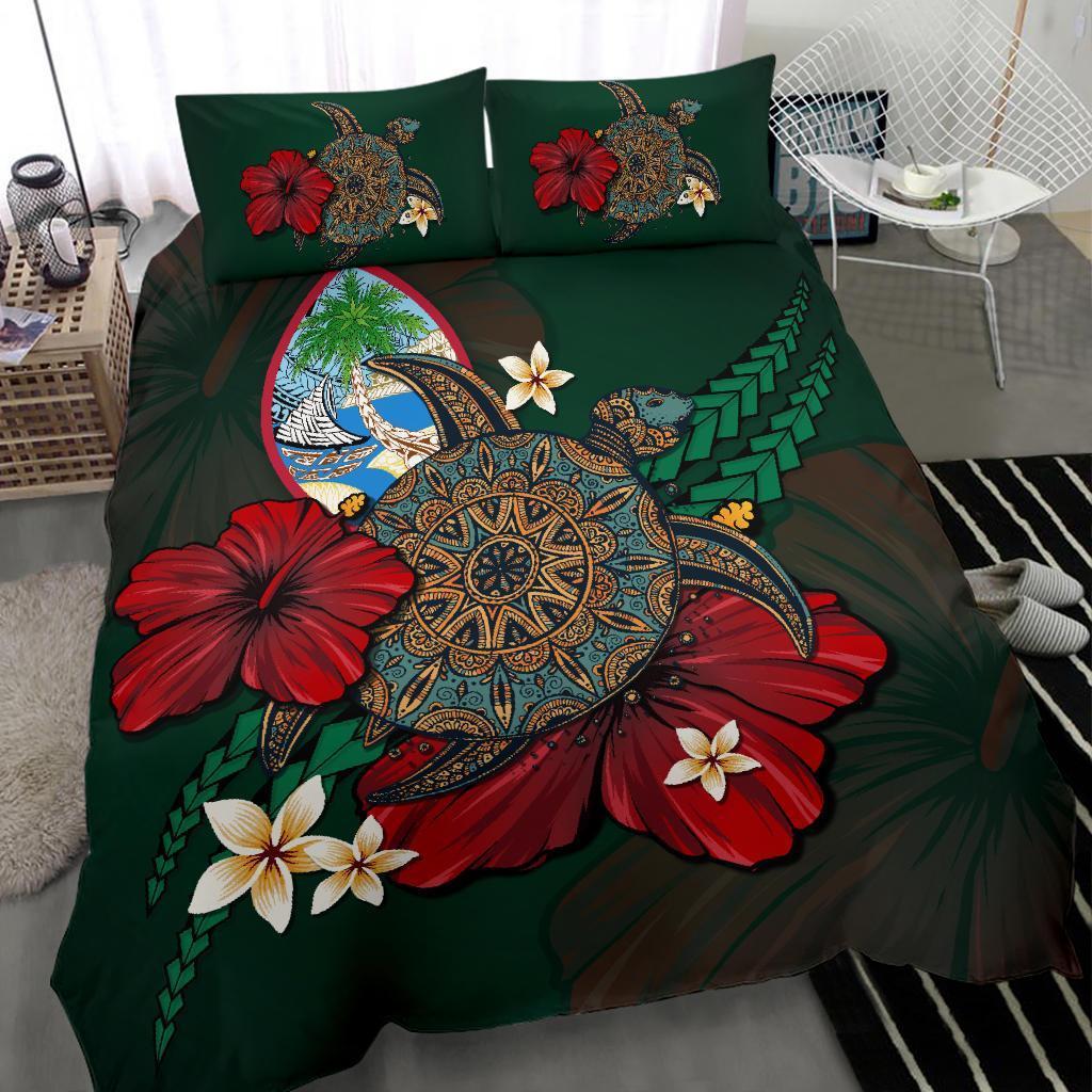 Guam Bedding Set - Green Turtle Tribal - Vibe Hoodie Shop