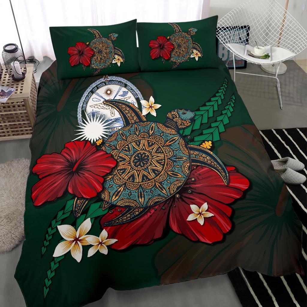 Marshall Islands Bedding Set - Green Turtle Tribal - Vibe Hoodie Shop