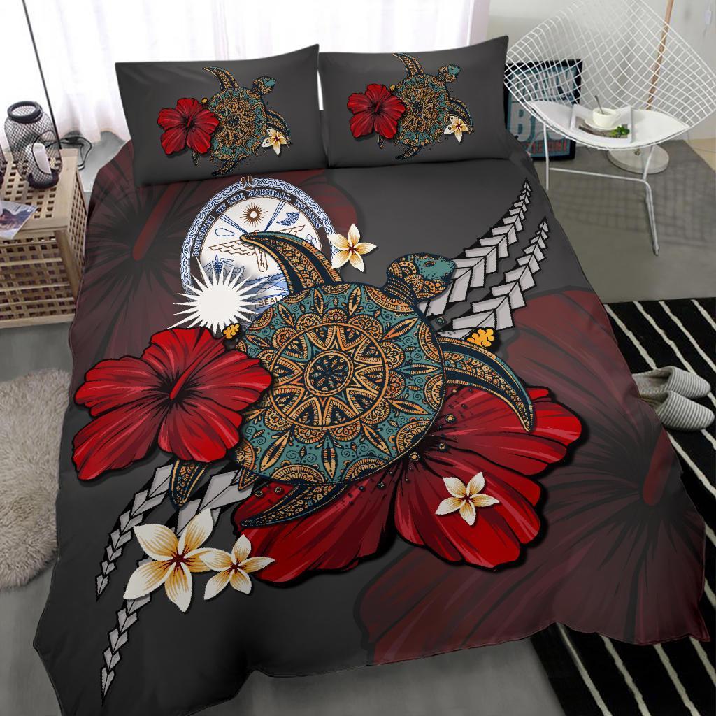 Marshall Islands Bedding Set - Gray Turtle Tribal - Vibe Hoodie Shop