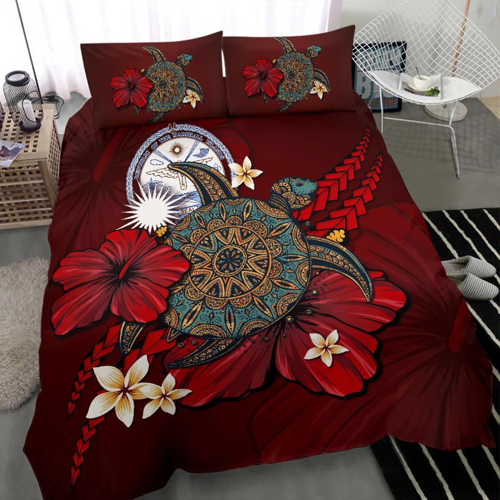 Marshall Islands Bedding Set - Red Turtle Tribal - Vibe Hoodie Shop