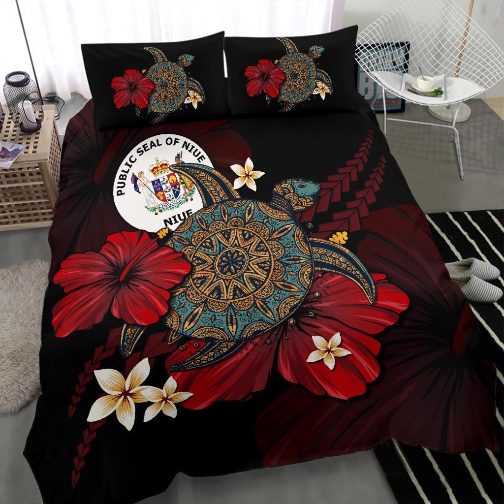 Niue Bedding Set - Black Turtle Tribal - Vibe Hoodie Shop