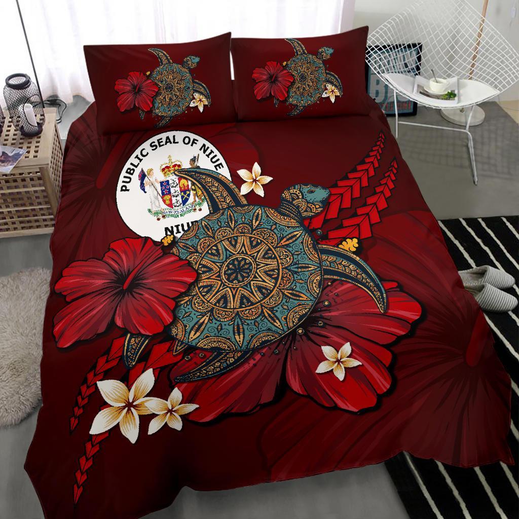 Niue Bedding Set - Red Turtle Tribal - Vibe Hoodie Shop