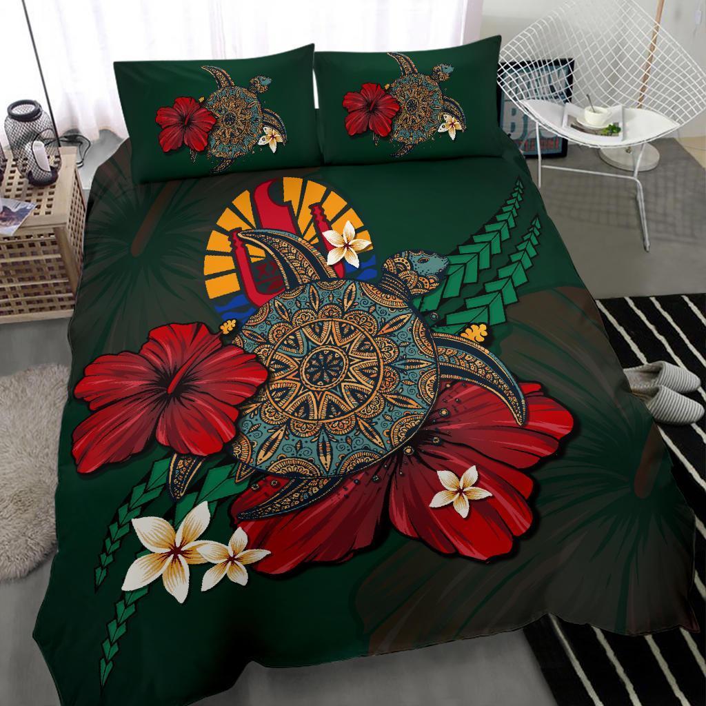 Tahiti Bedding Set - Green Turtle Tribal - Vibe Hoodie Shop