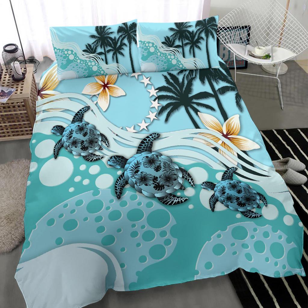 Cook Islands Bedding Set - Blue Turtle Hibiscus - Vibe Hoodie Shop