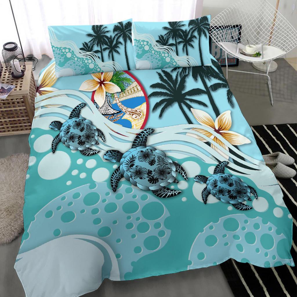 Guam Bedding Set - Blue Turtle Hibiscus - Vibe Hoodie Shop