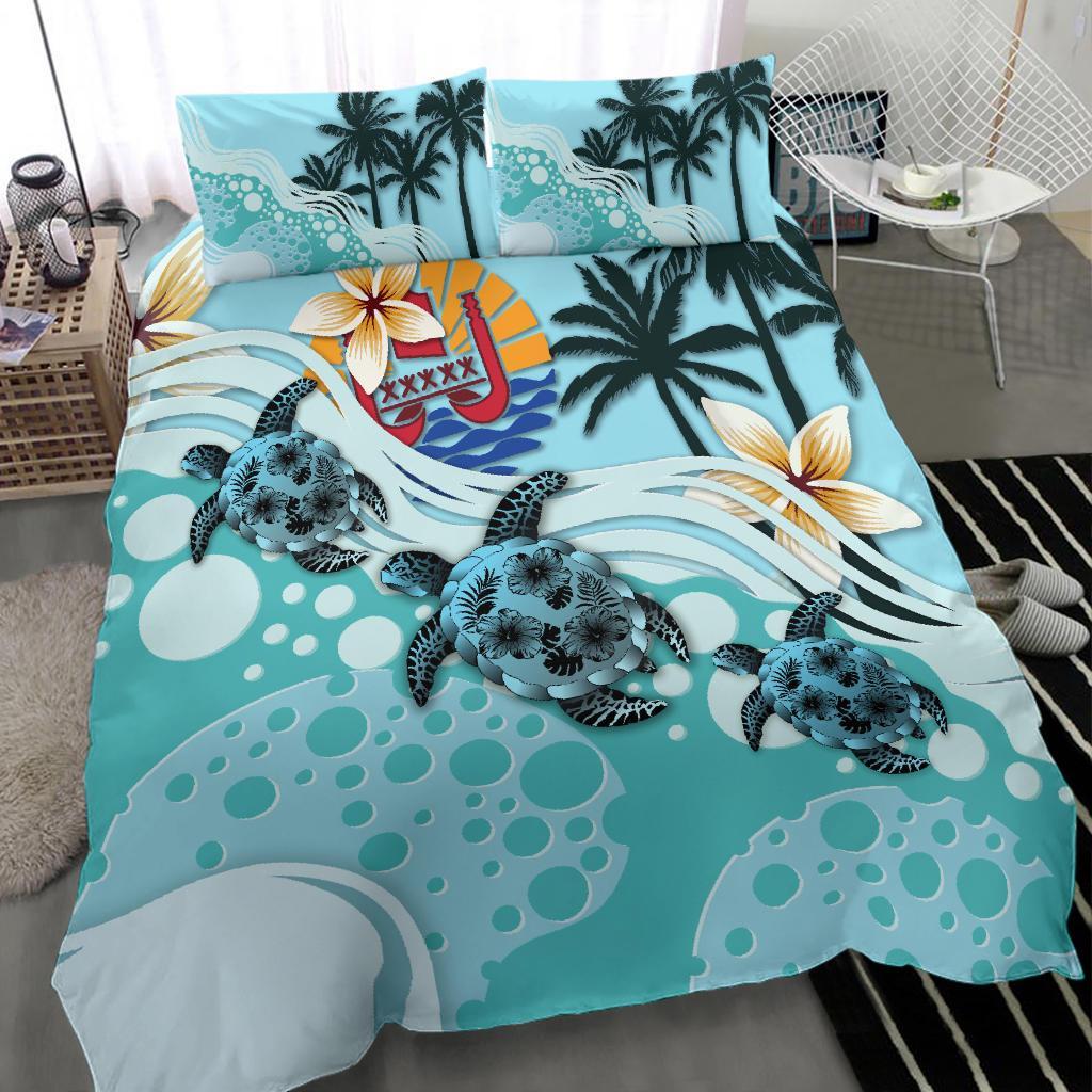 Tahiti Bedding Set - Blue Turtle Hibiscus - Vibe Hoodie Shop