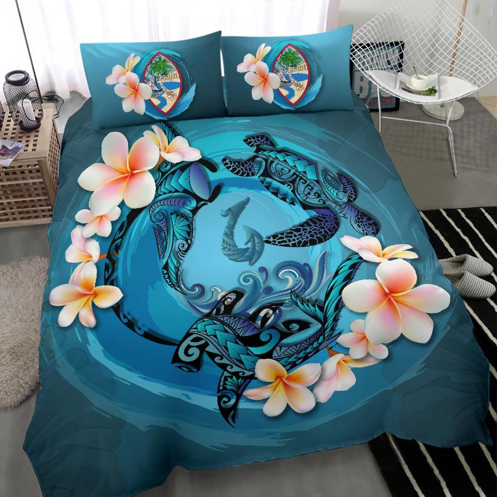 Guam Bedding Set - Blue Plumeria Animal Tattoo - Vibe Hoodie Shop