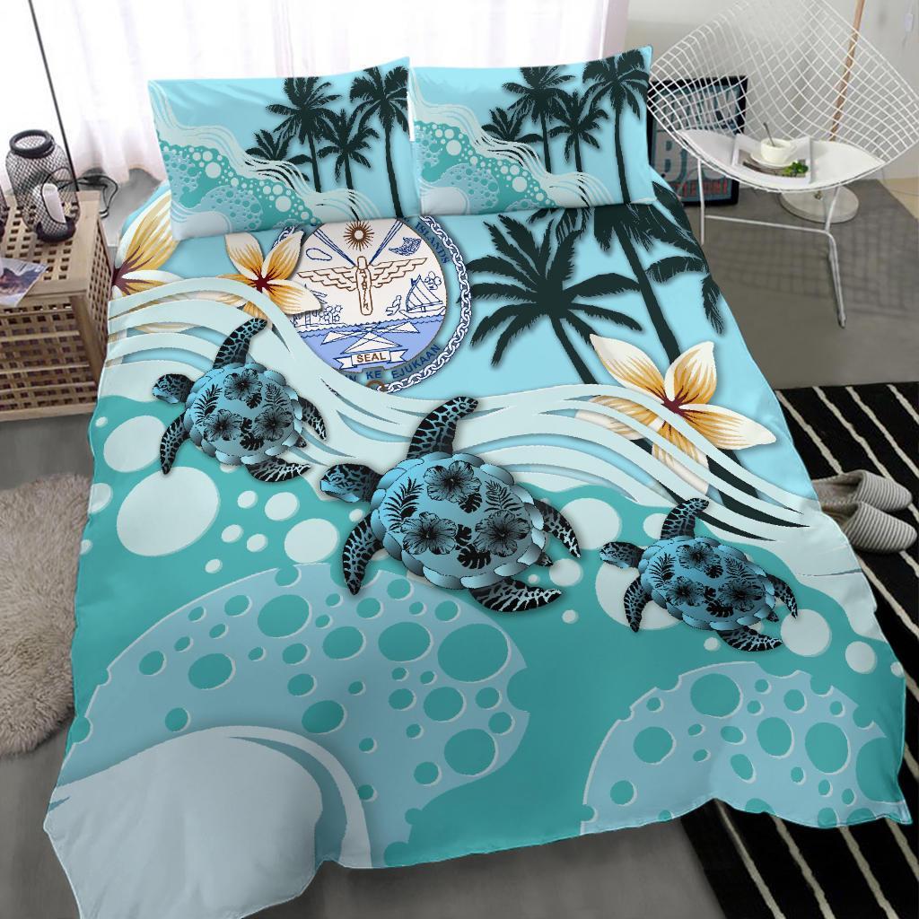 Marshall Islands Bedding Set - Blue Turtle Hibiscus - Vibe Hoodie Shop