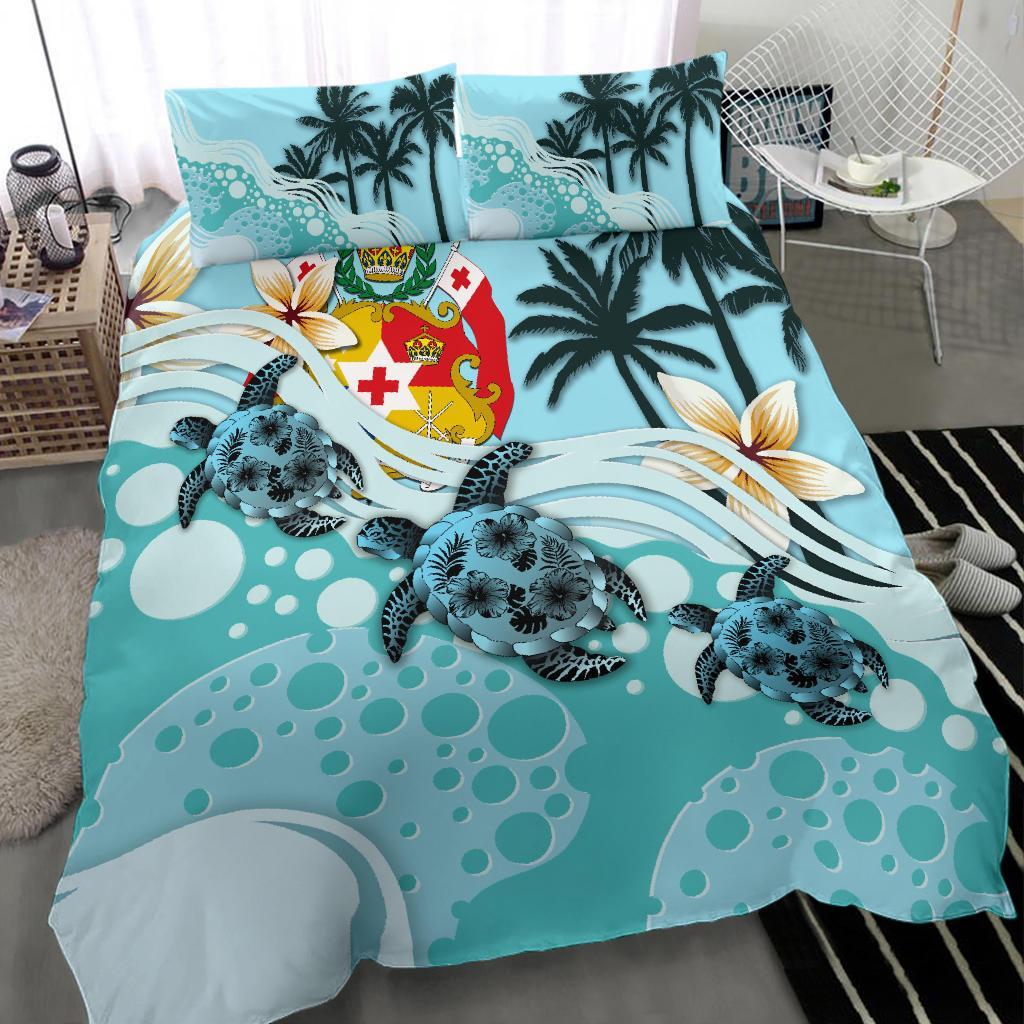 Tonga Bedding Set - Blue Turtle Hibiscus - Vibe Hoodie Shop