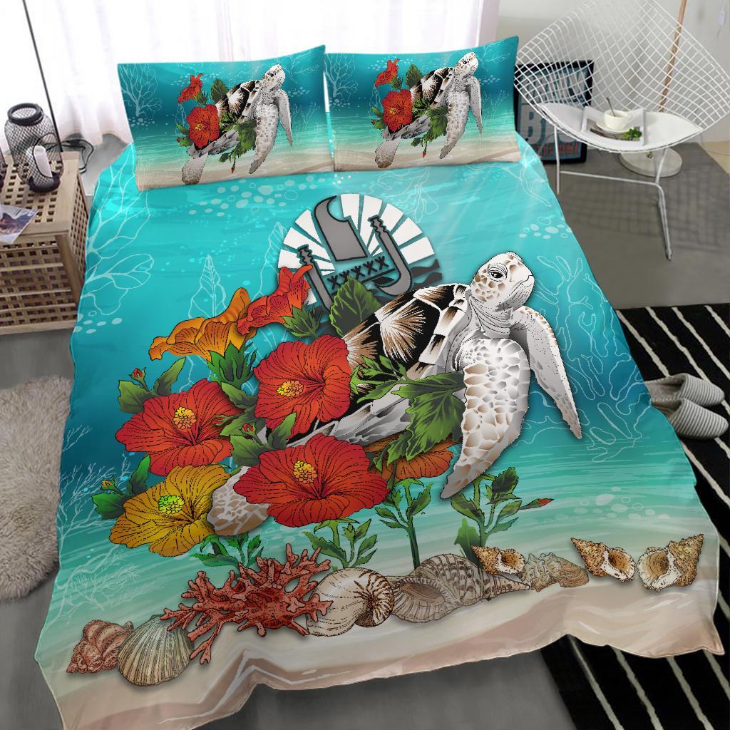 Tahiti Bedding Set - Ocean Turtle Hibiscus - Vibe Hoodie Shop