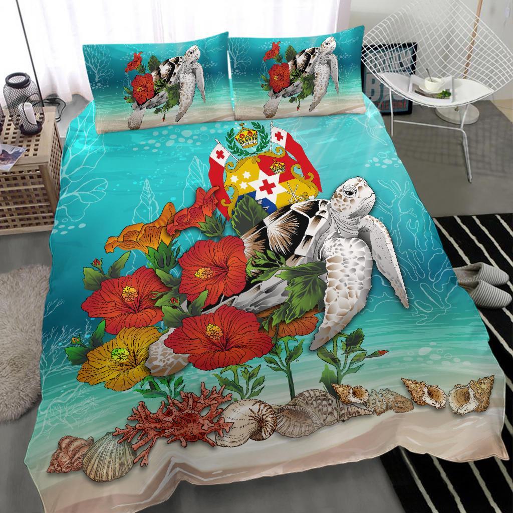 Tonga Bedding Set - Ocean Turtle Hibiscus - Vibe Hoodie Shop