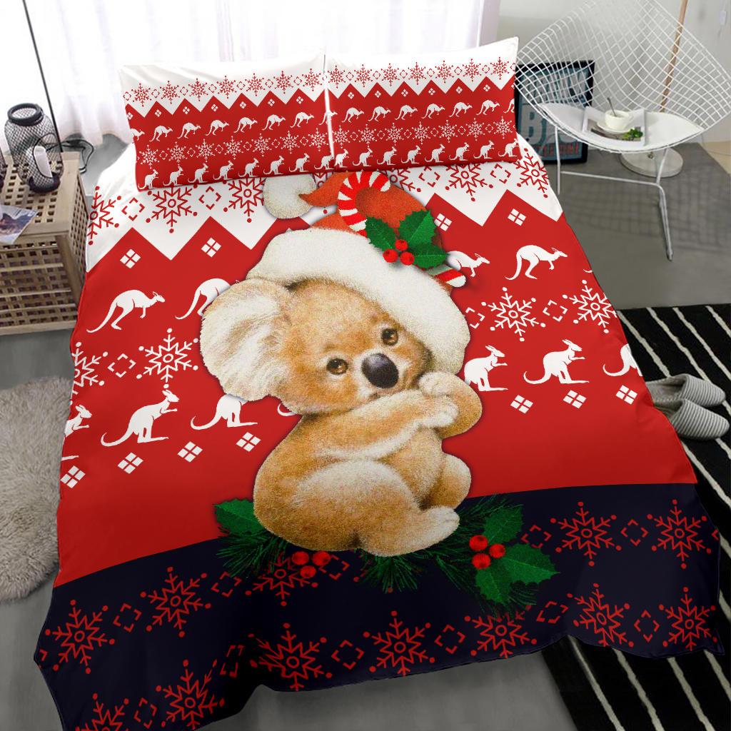 Christmas Bedding Sets - Koala Bed Kangaroo Symbol Snowflakes Sets - Vibe Hoodie Shop