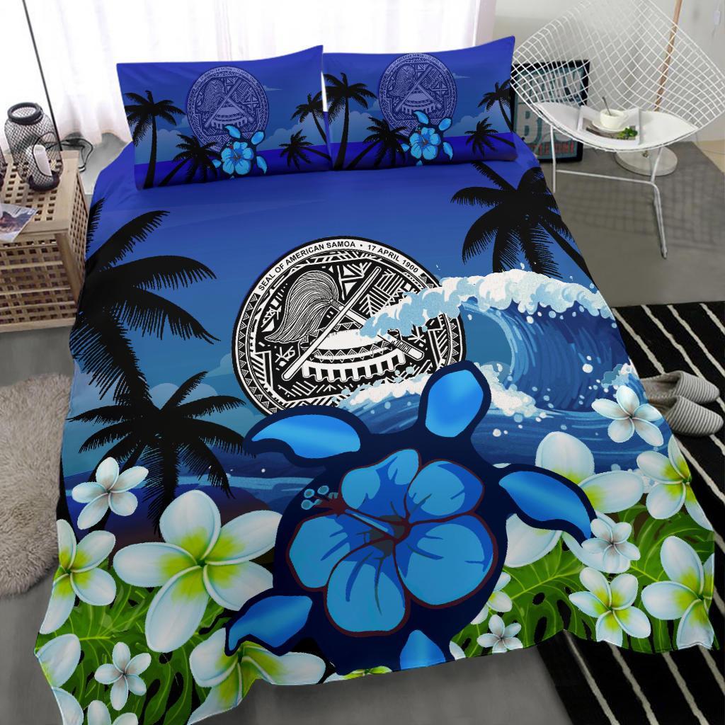 American Samoa Bedding Set Turtle Hibiscus - Vibe Hoodie Shop