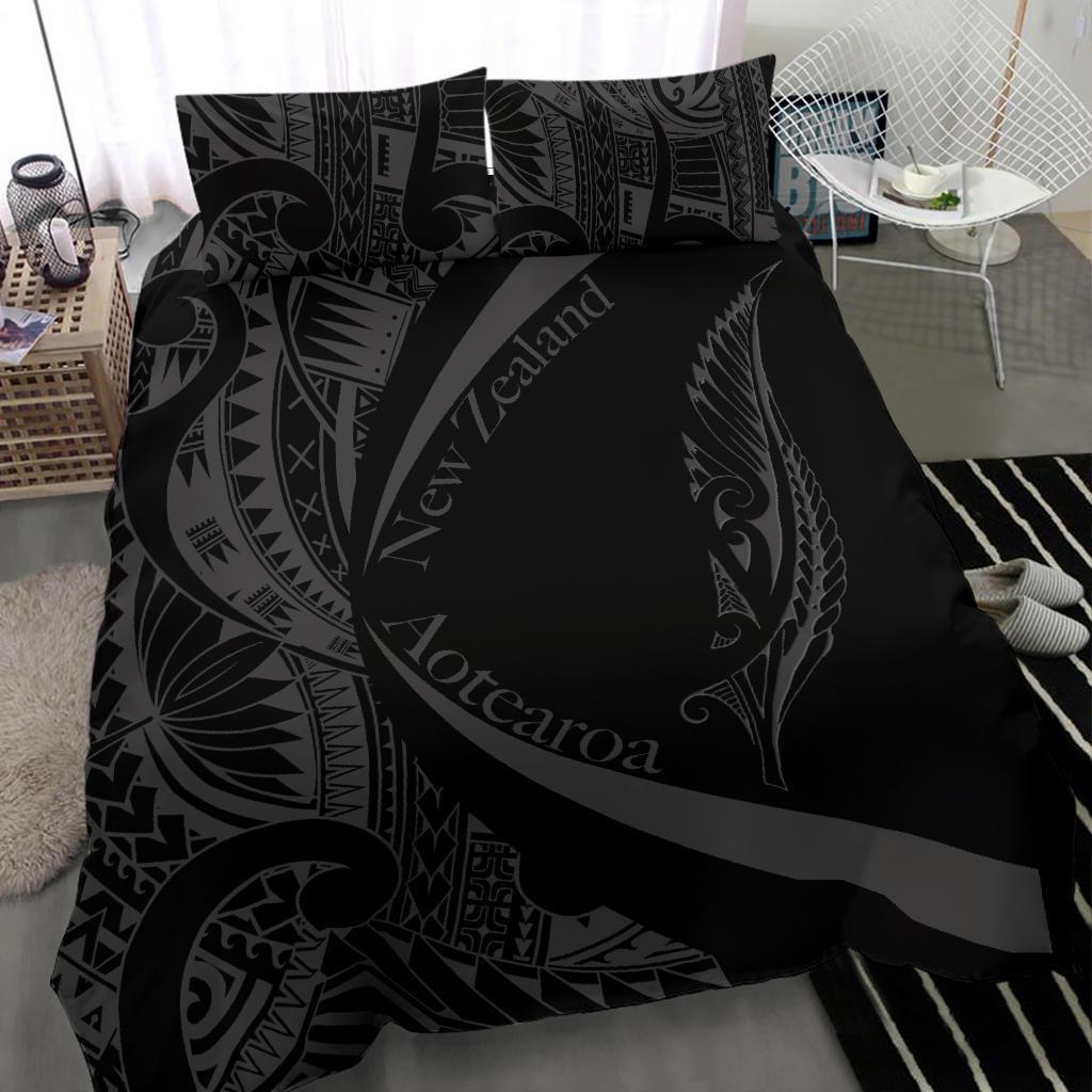 New Zealand Silver Fern Bedding Set Maori Tattoo Circle Style - Vibe Hoodie Shop