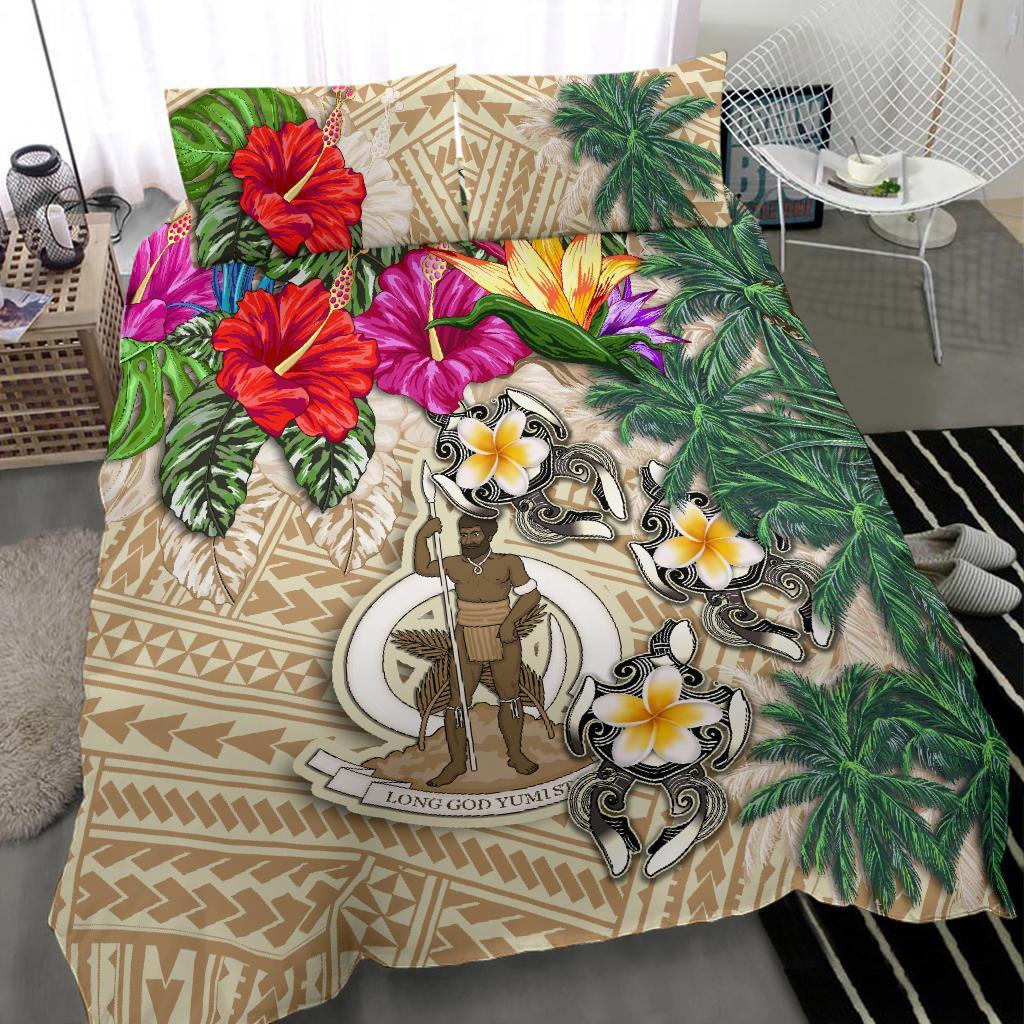 Vanuatu Bedding Set - Hibiscus Turtle Tattoo Beige - Vibe Hoodie Shop