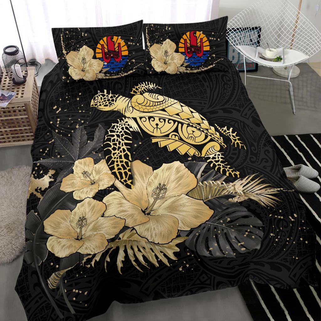 Tahiti Bedding Set - Turtle Hibiscus Gold Special - Vibe Hoodie Shop