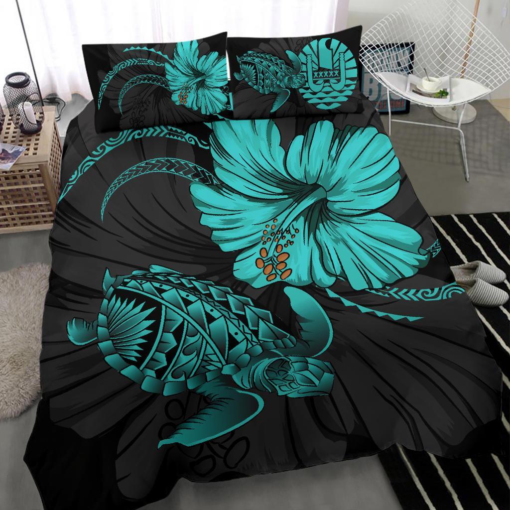 Tahiti Turtle Acacia Hibiscus Poly Bedding Set - Vibe Hoodie Shop