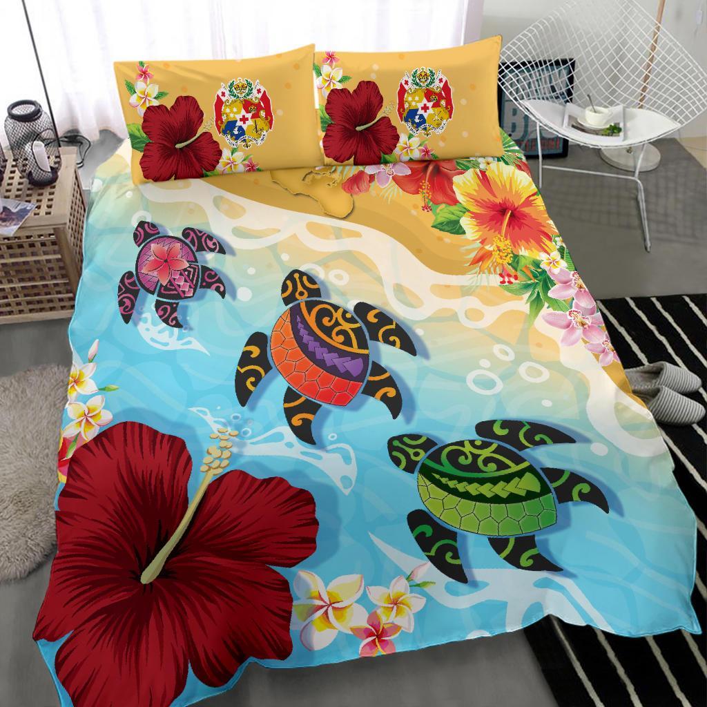 Tonga Duvet Covers - Turtle Polynesian Hibiscus - Vibe Hoodie Shop